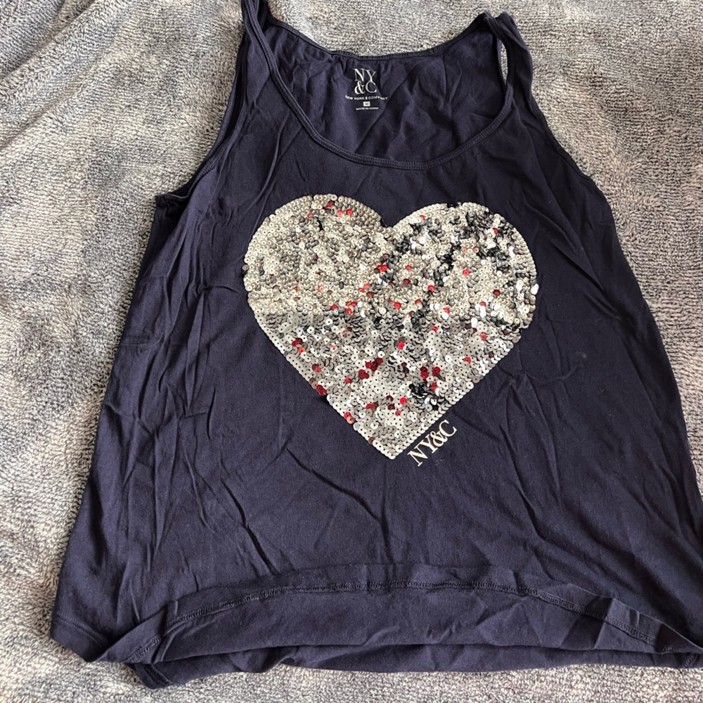 New York & Co heart sequin tank top.